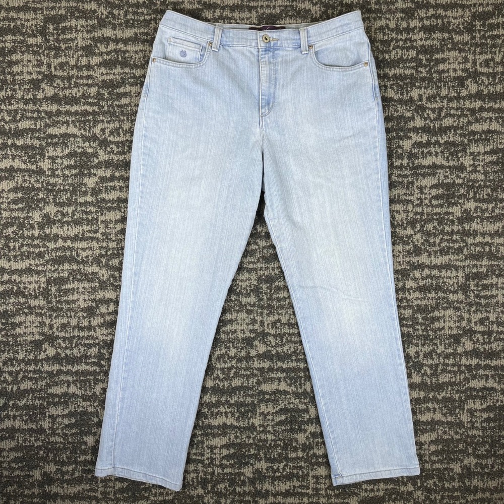 Gloria Vanderbilt Amanda Jeans Womens 14 Short Light Blue Tapered High Rise